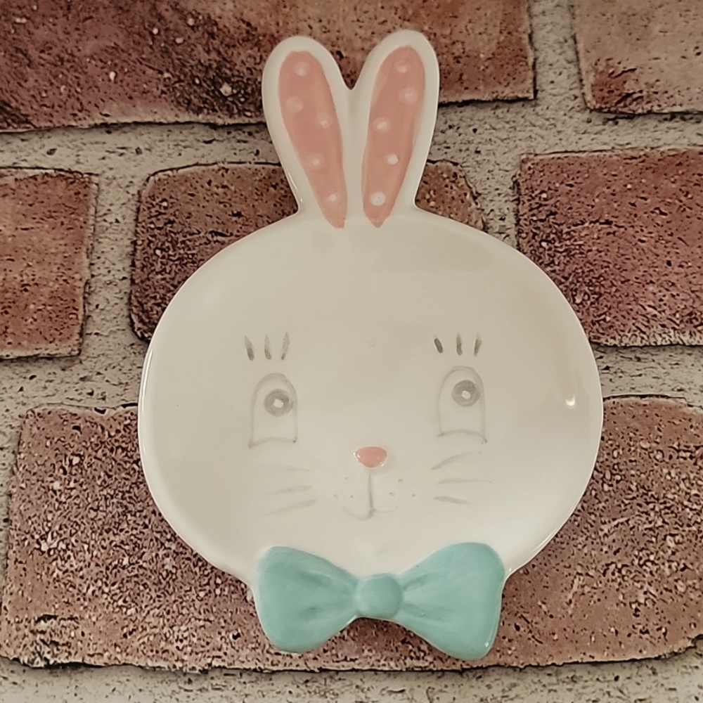 Johanna Parker Transpac Easter Bunny Dottie Ceramic Spoon Rest, New